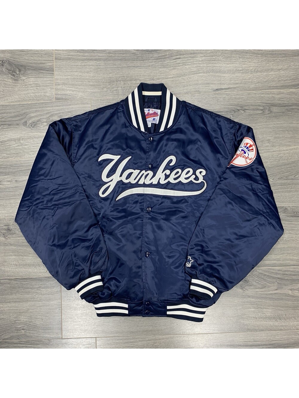 Vintage Starter New York Yankees Satin Jacket Large Rare Men’s Navy Blue MLB